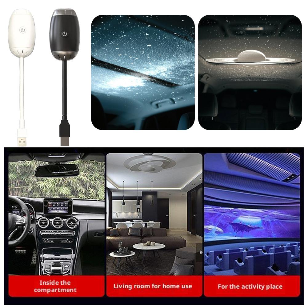USB LED Starry Car Atmosphere Light Adjustable Focus Large Range Projection Romantic Saturn Galaxy Party Interior Decor Light