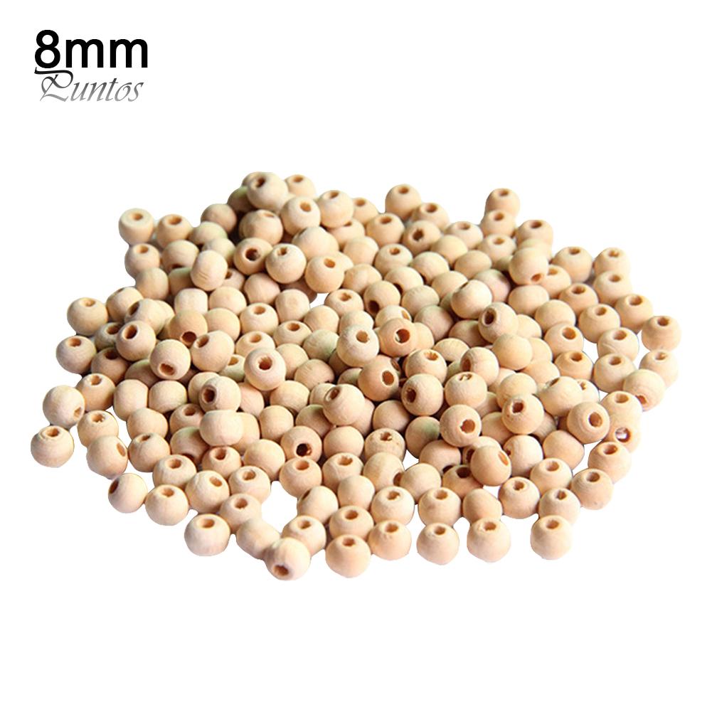 Puntos DIY 100Pcs Natural Wood Round Ball Spacer Beads Craft Jewelry Clothes Decor