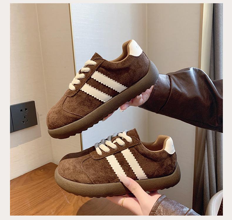 Ugly cute retro color matching platform German training shoes women's 2025 new comfortable and lightweight round head lace-up casual sports shoes