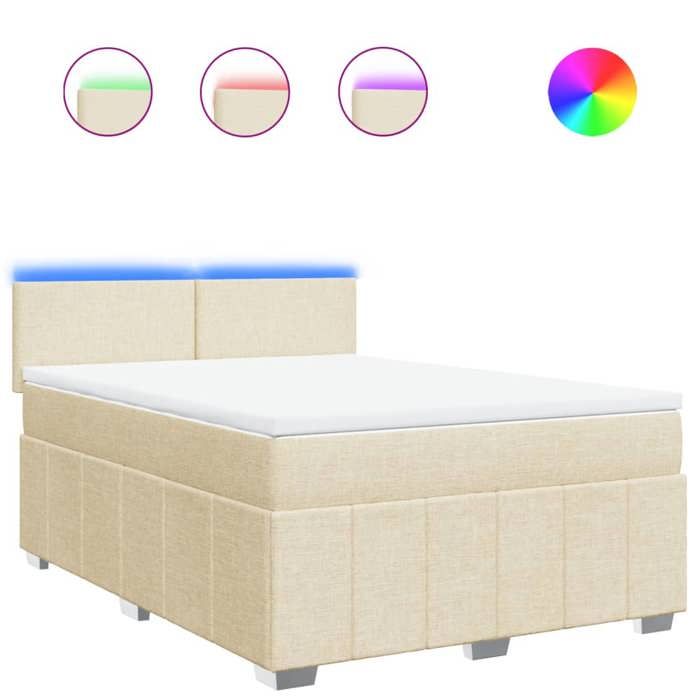 VidaXL Sommier à lattes de lit avec matelas Crème 160x200 cm Tissu 3289417