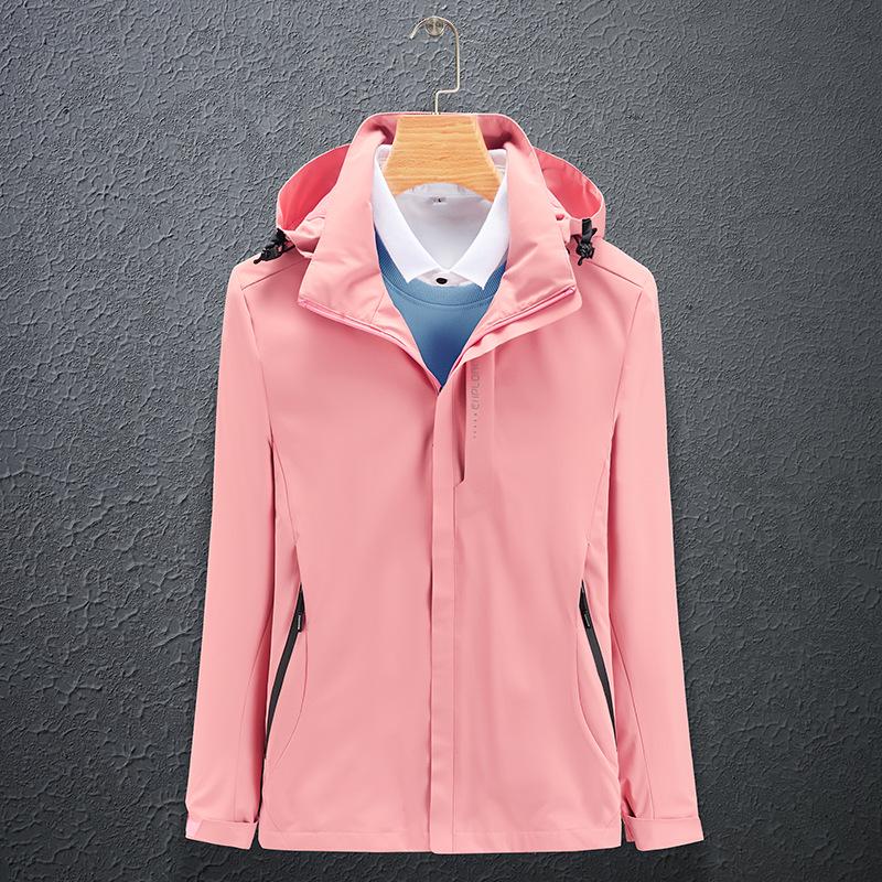 Spring & Autumn Outdoor Windbreaker, Detachable Hood, Solid Color Jacket for Men & Women