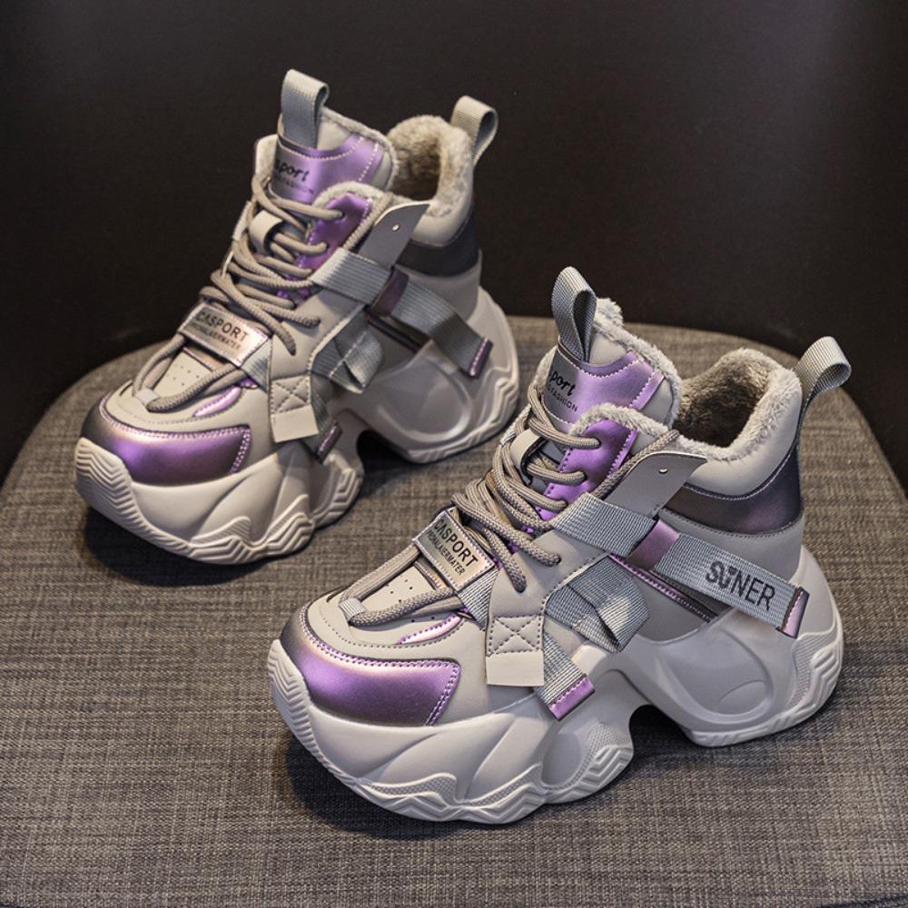 Casual Sports Shoes Women's Platform Shoes Spring New Casual Shoes French Round Head Thick Sole Heightening Casual Sneakers