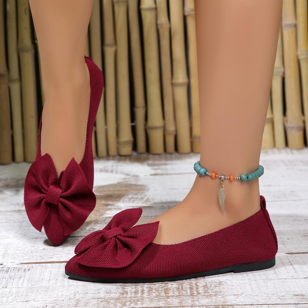 Sneakers new shallow mouth pointed head flat bottom low-top shoes women's flat heel bow breathable shoes