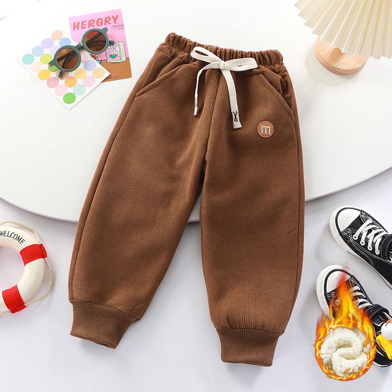 Children's Autumn and Winter Plus Velvet Leggings, Baby Winter Thickened Outer Wear Pants, Boys and Girls Spring and Autumn Casual Sports Pants