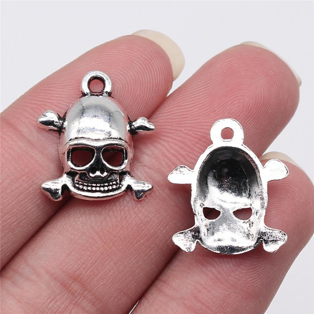 20pcs Skull Charms Antique Silver Color Cute Skull Charms Pendants For Bracelets Bat Skull Charms Making Jewelry