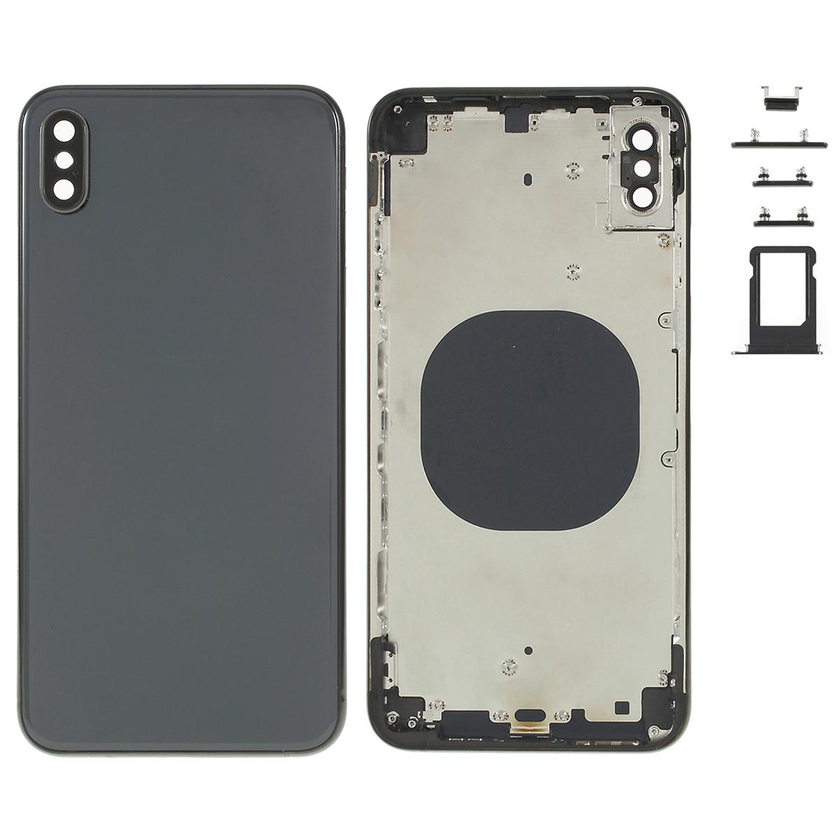 

For iPhone XS Max 6.5 inch Back Battery Housing Cover+Middle Plate Frame+Side Buttons Replacement Part (without Logo) Black