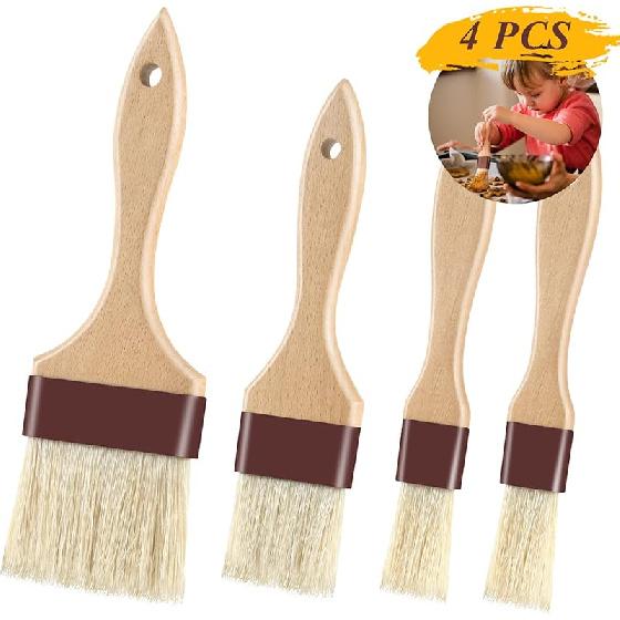Pastry Brushes for Baking Basting Brush with Boar Bristles and Beech Hardwood Handles Culinary Oil Brush for Barbecue Butter Grill BBQ Sauce Baster