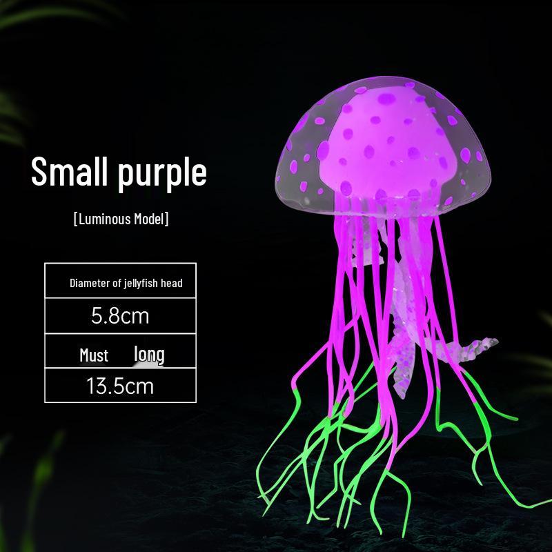 Simulated Luminous Jellyfish and Fluorescent Fish Aquarium Décor - Soft-bodied Silicone Ornaments