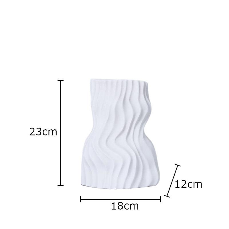 Wavy Stripes Wrinkle Vase Flower Pots Desk Decoration Flower Arrangement Modern Resin Crafts Floral Vases Room Aesthetic Decor