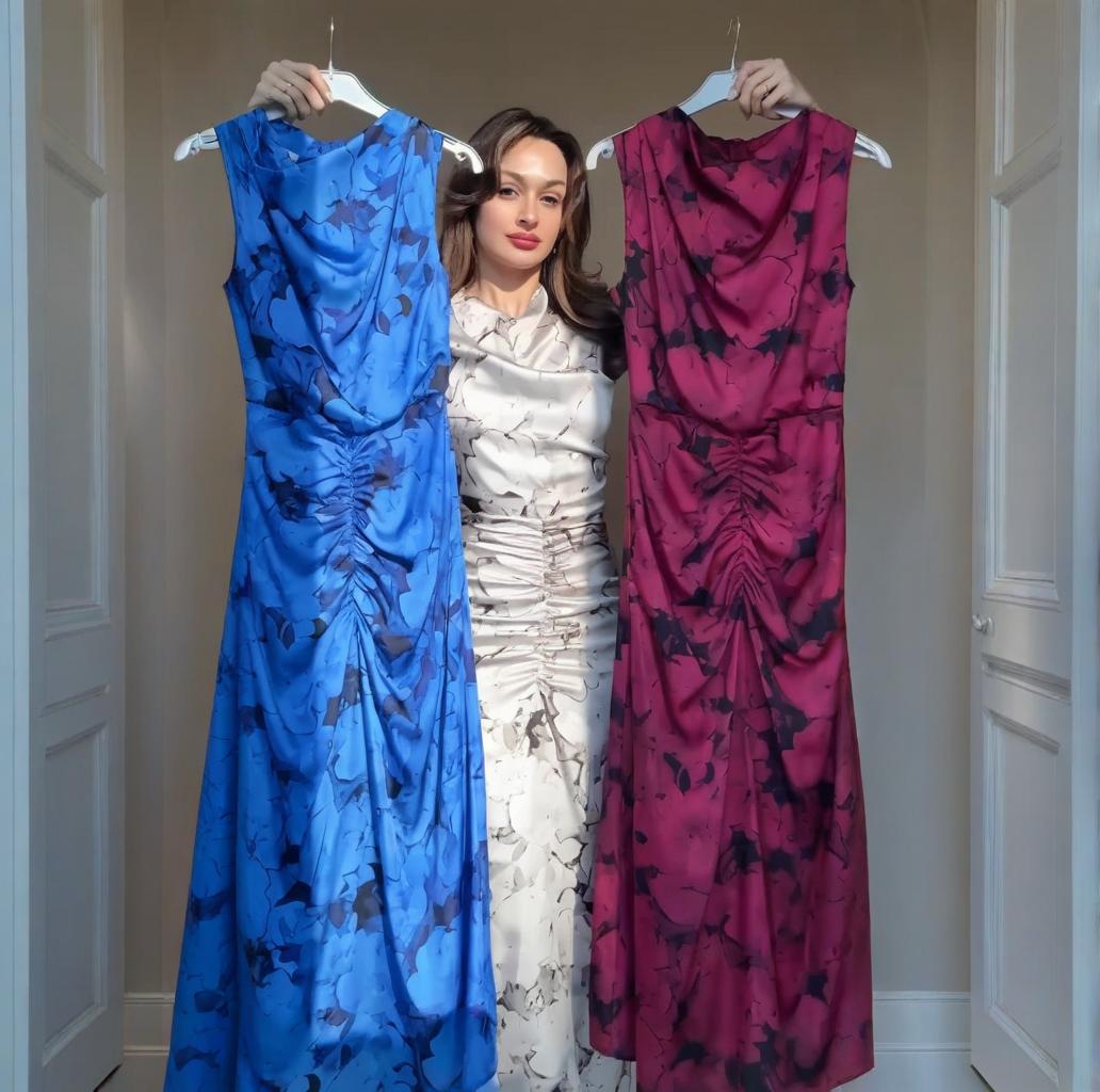 

2025 Summer European & American French-Inspired Slimming Print Evening Designer Dress XL