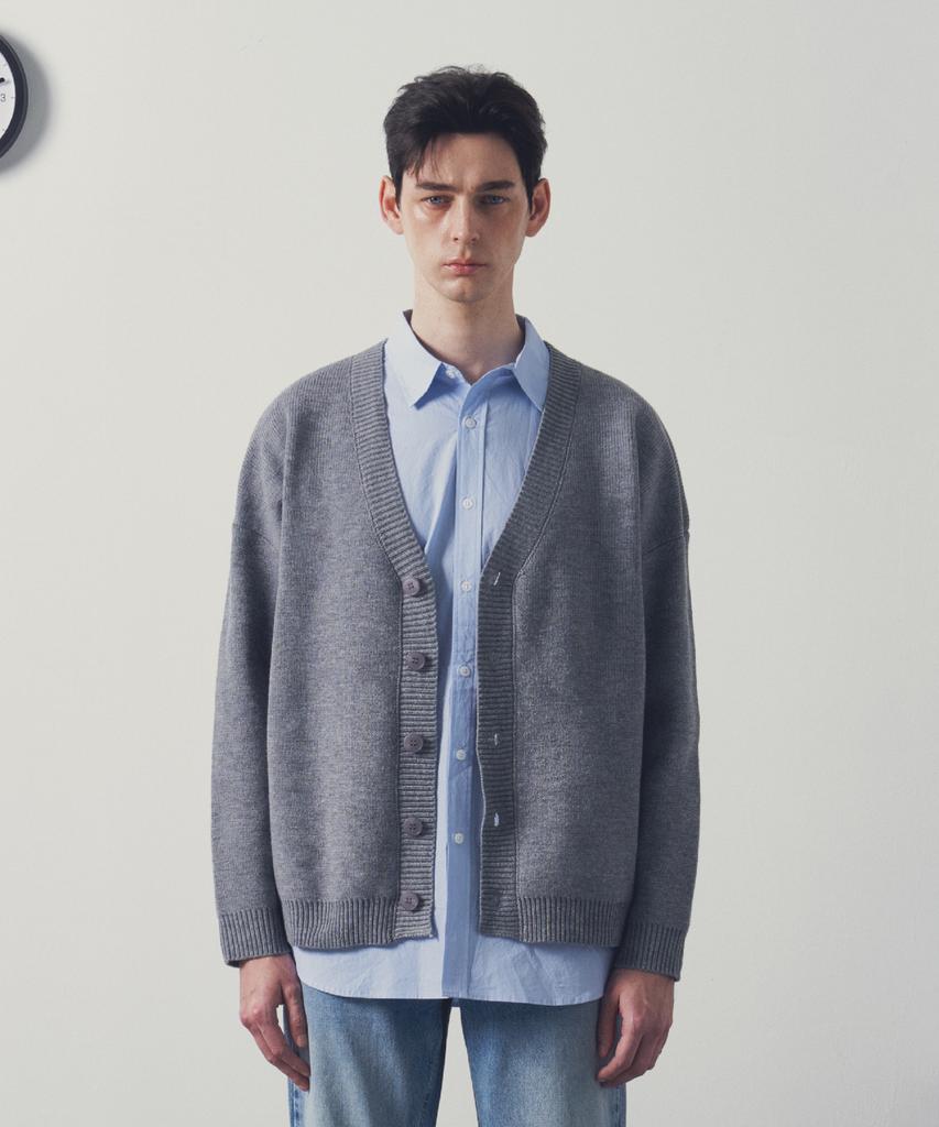 Andagain Minimal Basic Oversized Cardigan (Gray