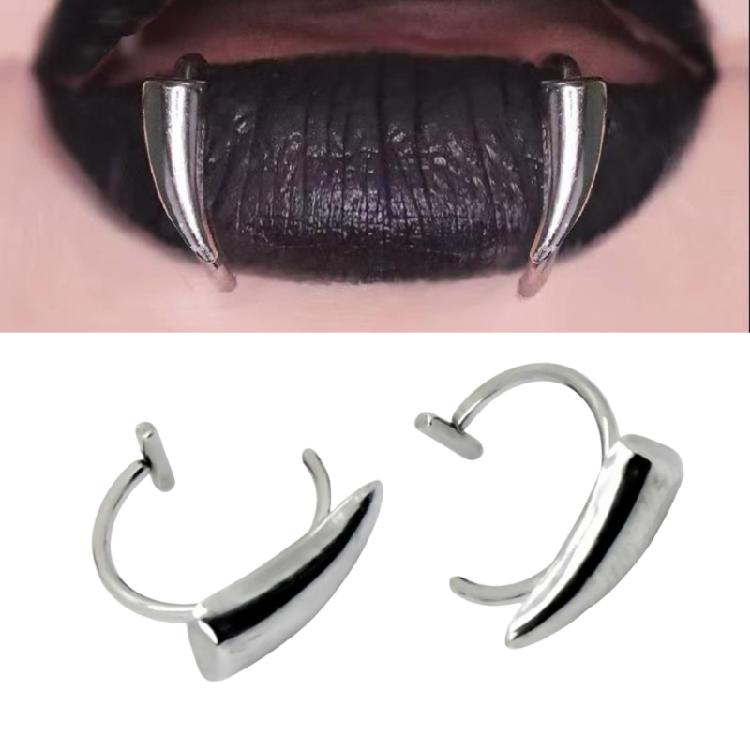 Creative Clip On Stainless Steel Fang Lip Cuffs for No Piercing Jewelry Lip Studs Ideal for Parties and Festivals