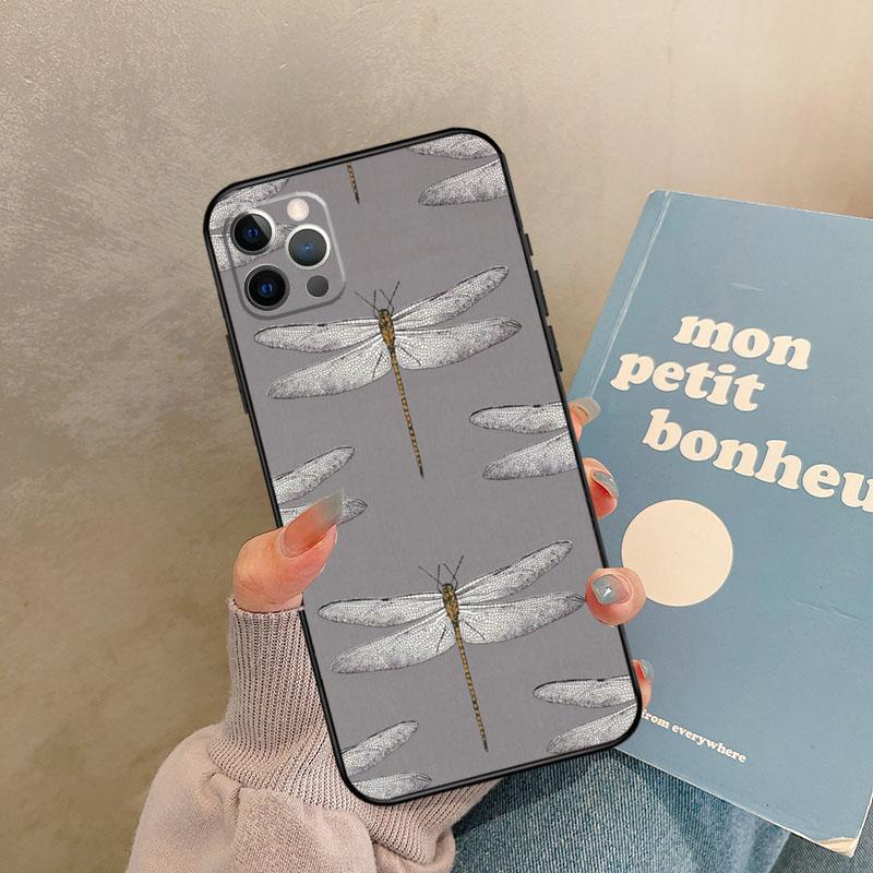 Floral Colorful Dragonfly Case For iPhone 17 Air 14 16 15 11 12 13 Pro Max 12 mini XR 15 16 Plus 16e Back Cover Shell