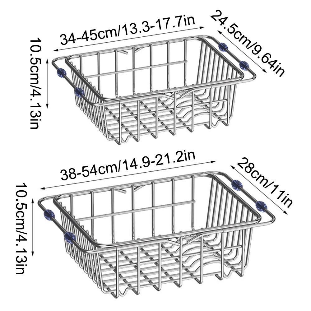 Stainless Steel Telescopic Sink Drain Rack Non-Slip Dish Drying Kitchen Bathroom Countertop Organizer Rack for Household Use