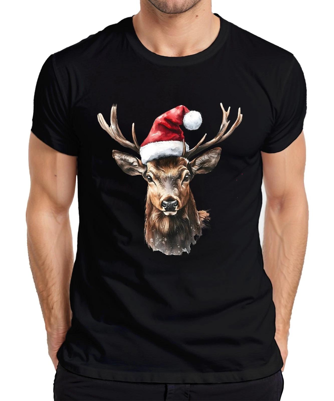 Christmas Reindeer Antlers Watercolour Festive Vintage Gift Mens T-Shirt- S