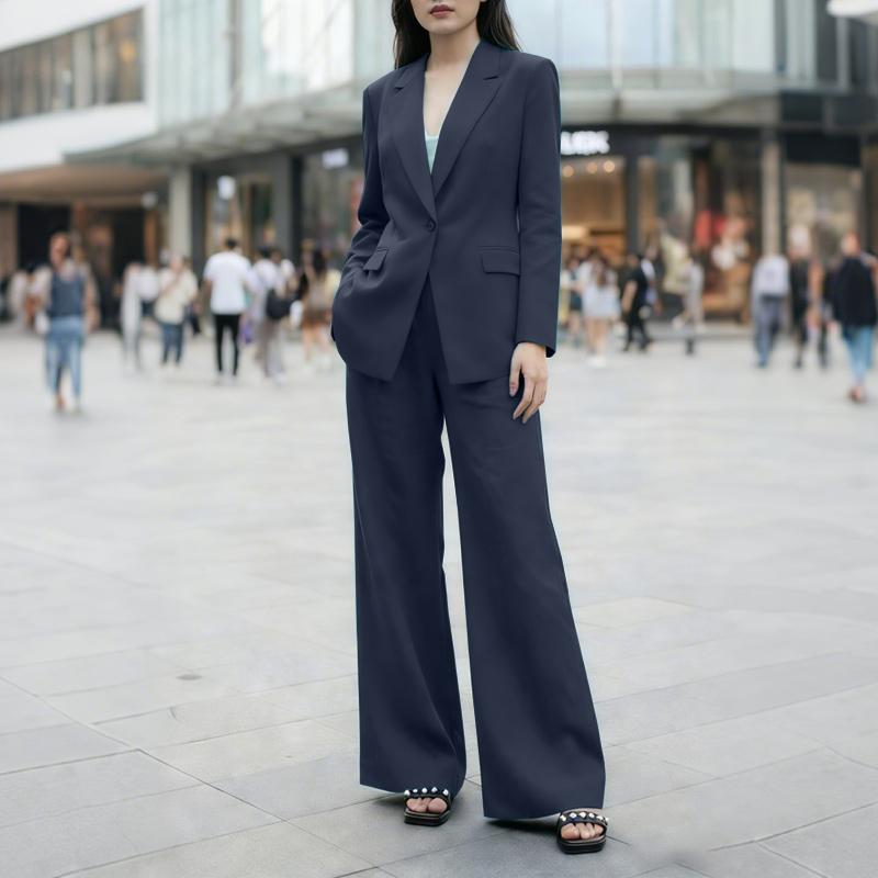 ZANZEA Women Long Sleeve Blazer and Pants Casual Two Piece Suit Sets