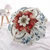 1pc Red Floral Mandala Design Umbrella with Plastic Handle,Suitable for All Seasons Home Travel Outdoor UmbrellaDD1340