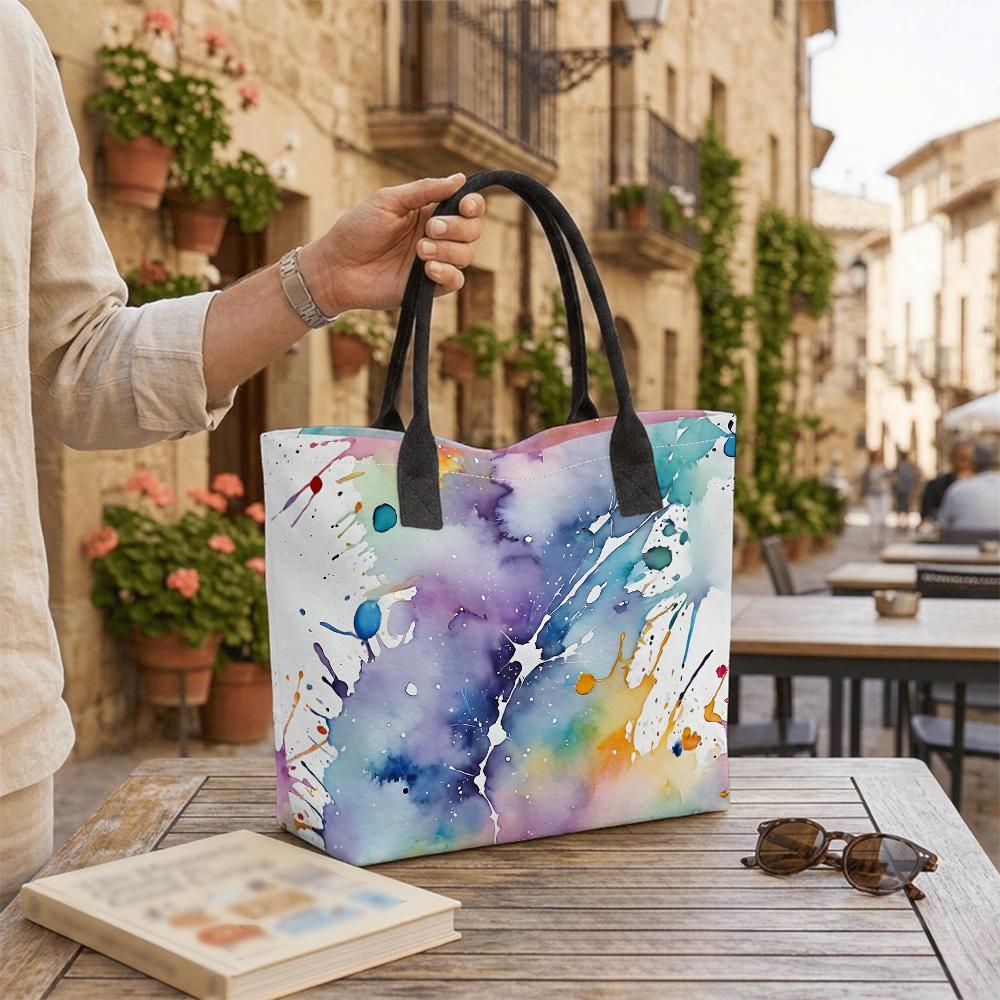 Watercolor Tote Bag Fashion Large Capacity Casual Portable Shoulder Bag for Daily Use