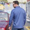 Cozy Up Herren Langarm Button-Down Casual Work Denim Hemd Fett Übergröße