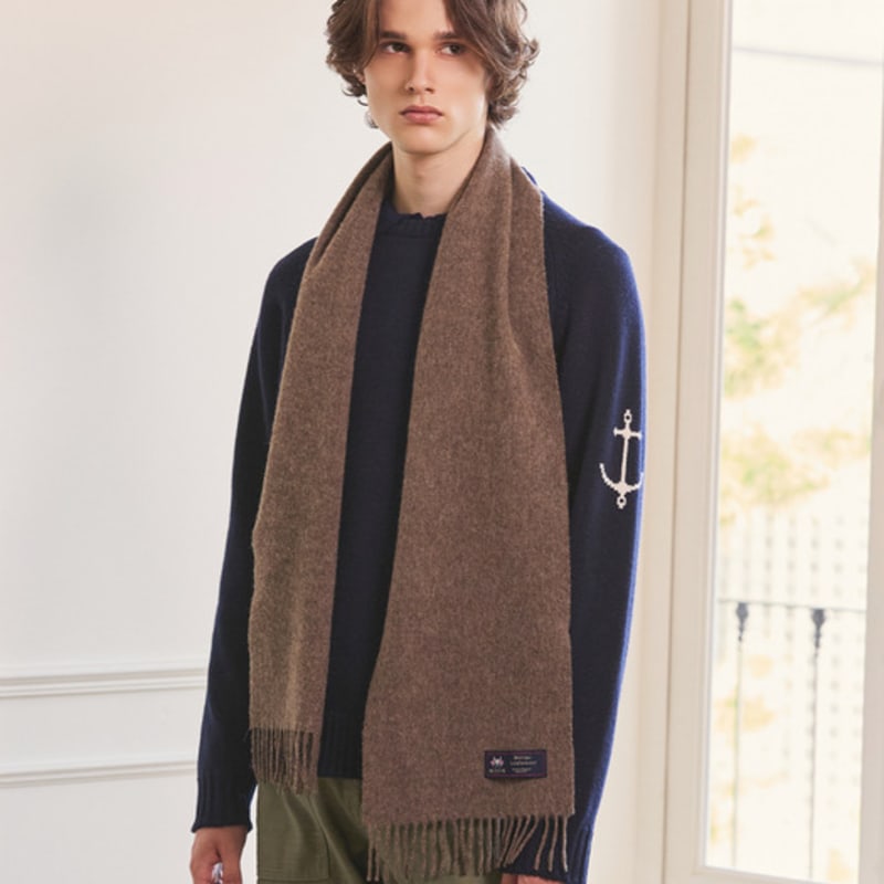 ABRAHAM MOON Merino Wool Muffler 25cm - Dark Beige