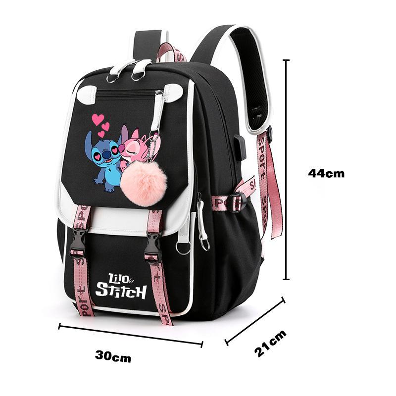Cute Cartoon Print Backpack Set for Teens Students 3-Piece Set Laptop Bag Pencil Case Crossbody Bag