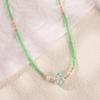 Korean Macaron Color Beaded Necklace with Heart and Floral Design