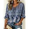 Women's Beige Paisley & Ethnic Print Tie Front Blouse, Casual Loose Top for Spring Summer Daily Wear