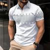 Mode Freizeitkleidung Herren Sommer Kurzarm Freizeit Kontrastierend Polo Reißverschluss Kragen Poloshirt Kurzarm