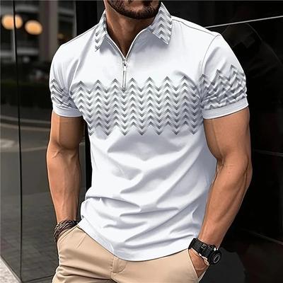 Fashion Casual Clothing Men's Summer Short Sleeved Casual Contrasting Polo Zipper Lapel Polo Shirt Short Sleeved