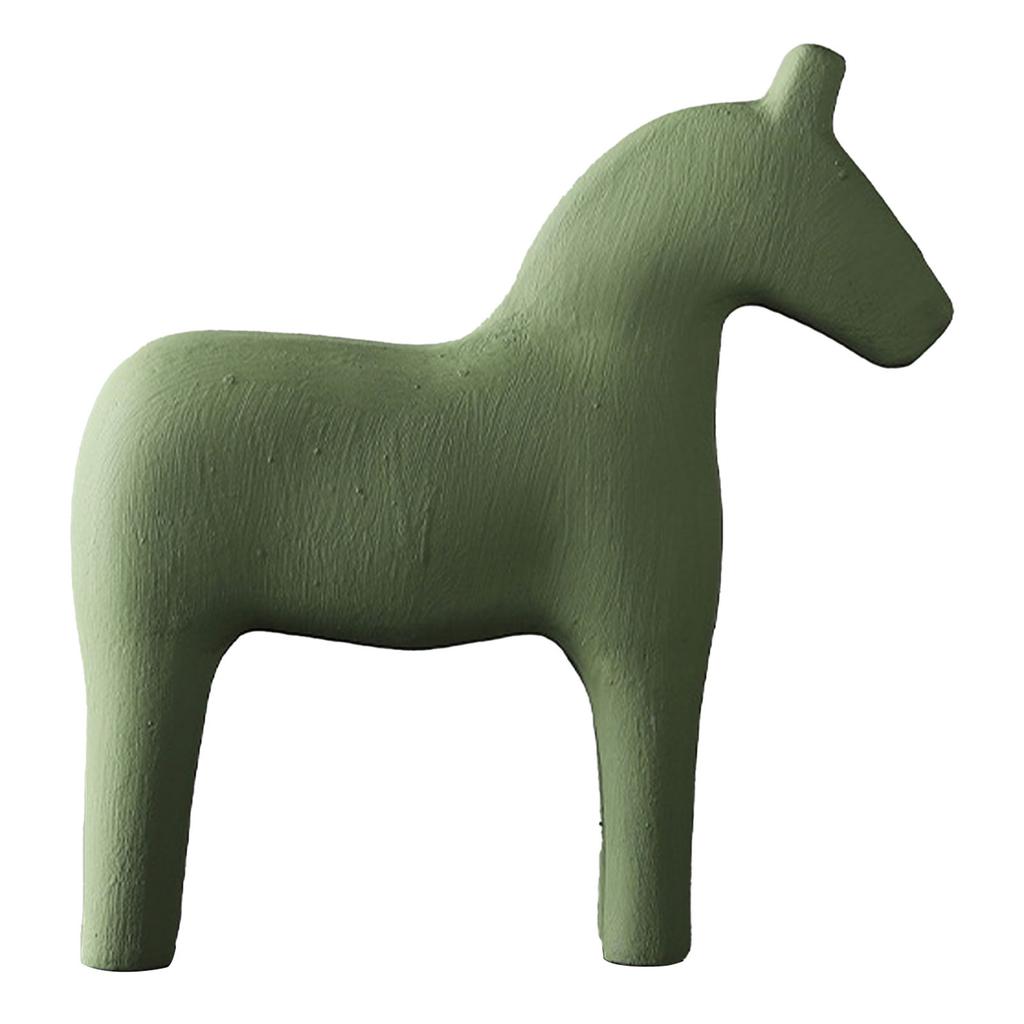 Wooden Horse Figurine Sturdy Pinewood Hand Painted Simple Pure Color Horse Statue for Family Office
