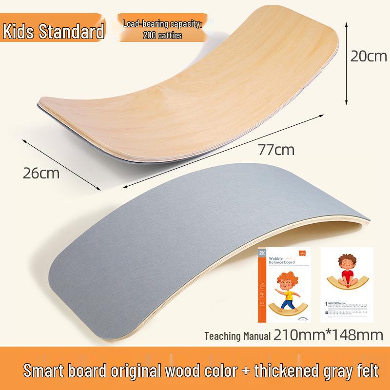 Wooden Curved Balance Board for Indoor Sensory Training - Interactive Two-Person Educational Children's Smart Seesaw.