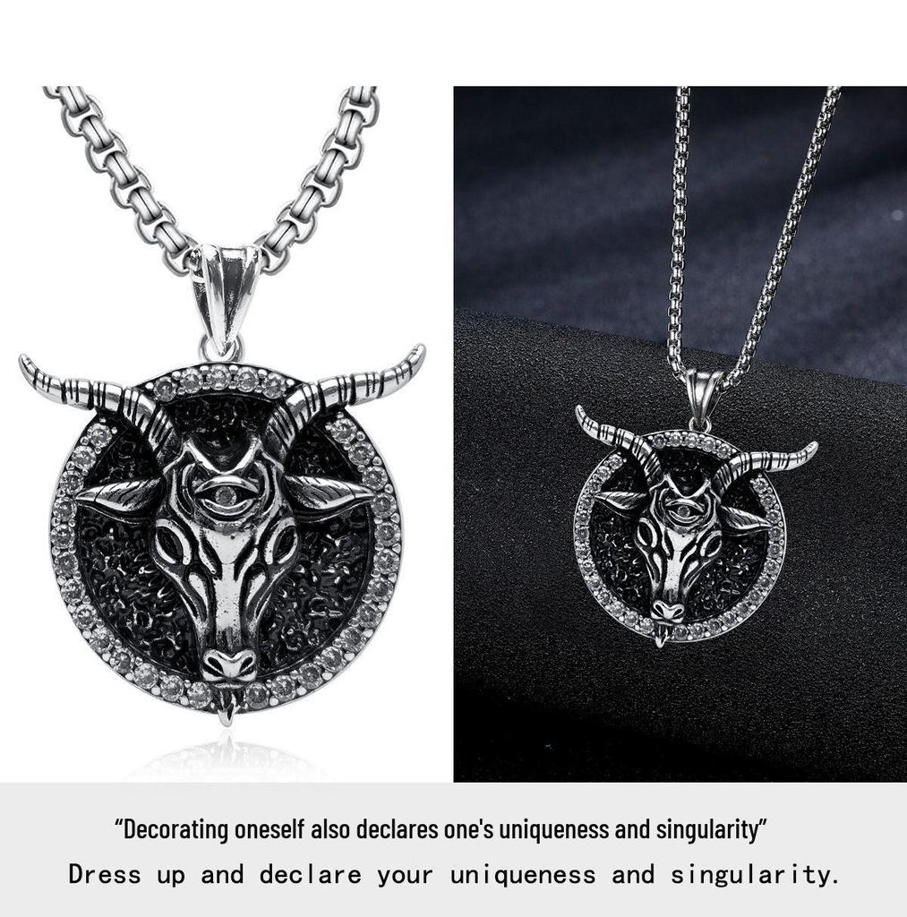 Xiweier Retro Bull Head Necklace - Unisex Copper Pendant