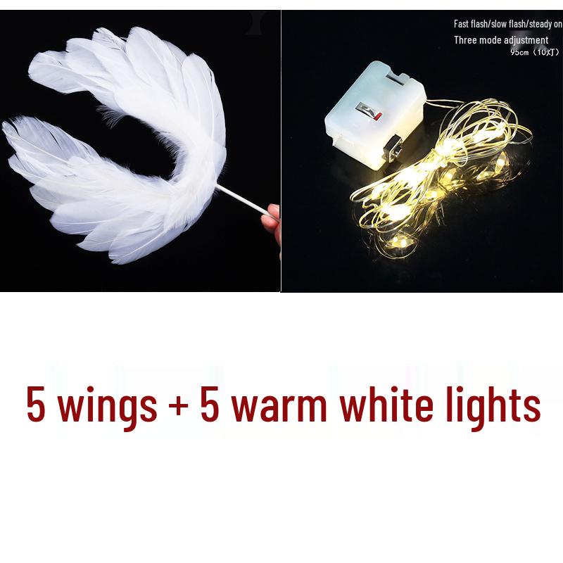 Angel Wing Feather String Lights Cake Topper Ornaments
