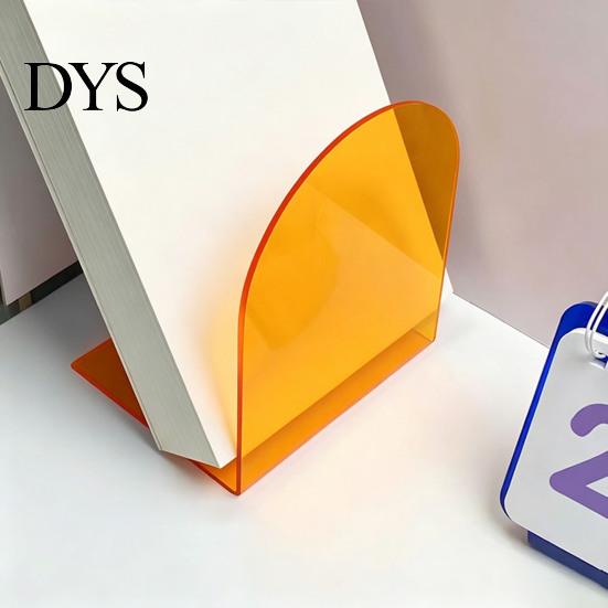Decorative Book Holders for Home 1 Pair Acrylic Bookends, Clear Ends Shelves, Arch Display Racks DVDs Stopper, Bookshelf Organizer Bedroom Library