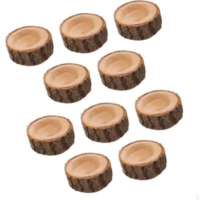 10Pcs Tealight Candle Holder Wooden Candlestick Christmas Candles Stand for Living