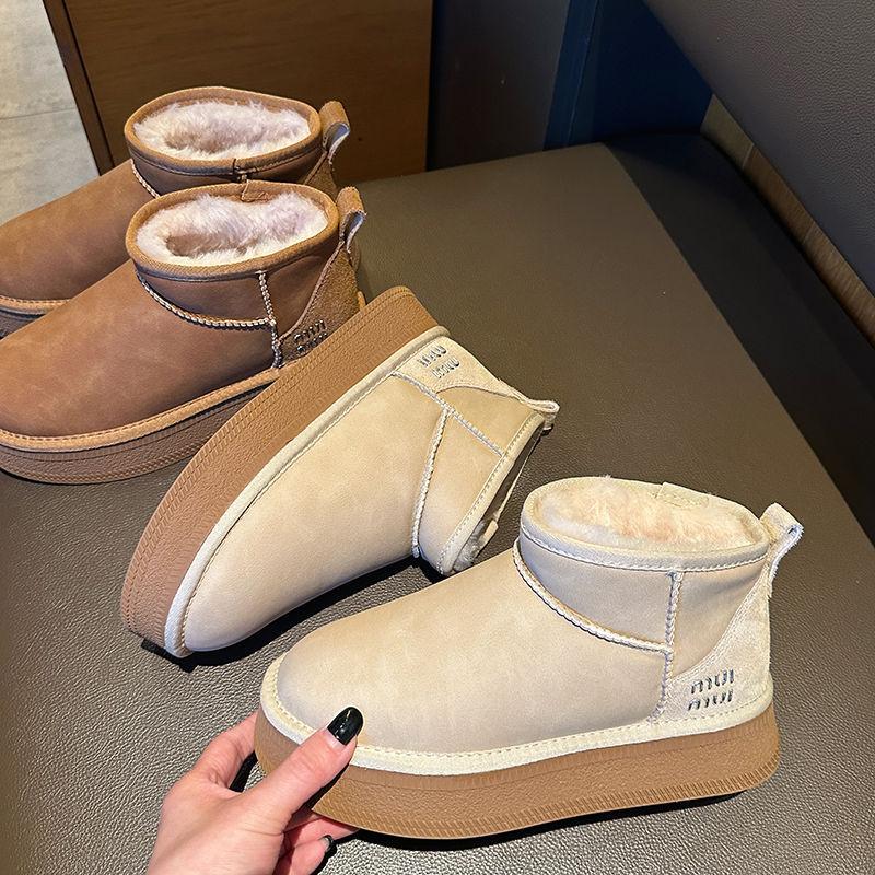 Thickened Snow Boots Women's 2025 Winter New Waterproof and Non-slip Thick-soled Warm Versatile Height-increasing Short Fashion Cotton Shoes