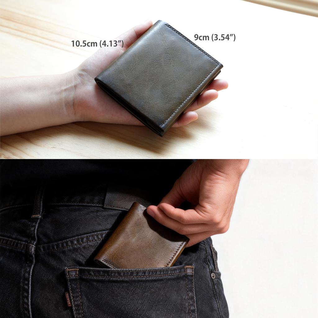 Genuine Leather Handmade Wallet for Men [IJUN] Bi-fold
