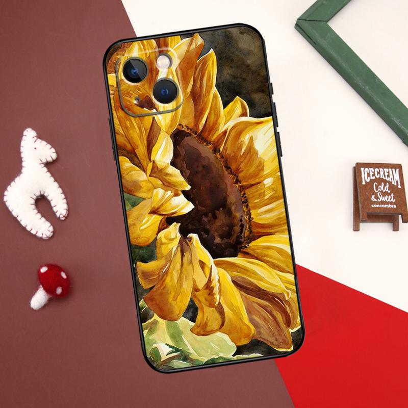 Sunflower Case For iPhone X XR XS Max 12 13 Mini 7 8 Plus SE 2020 11 12 13 14 15 Pro Max Back Cover