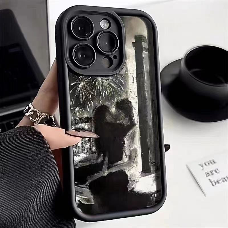 New couple suitable for iphone16pro mobile phone case Apple 15 anti-drop 14 art 13promax Europe and America 12x