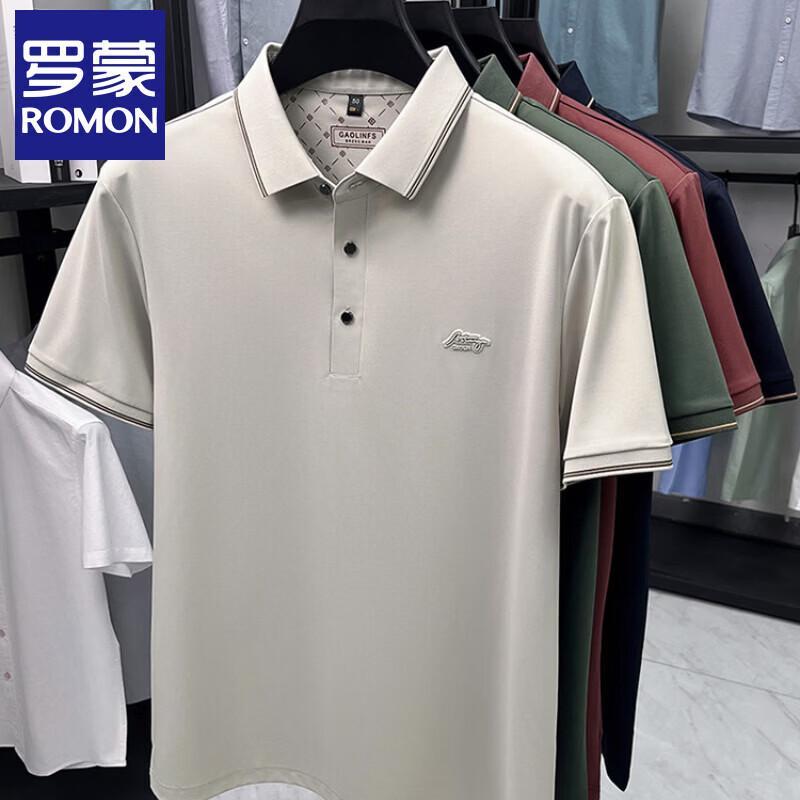 ROMON Men's Silk Blend Business Casual Polo Shirt