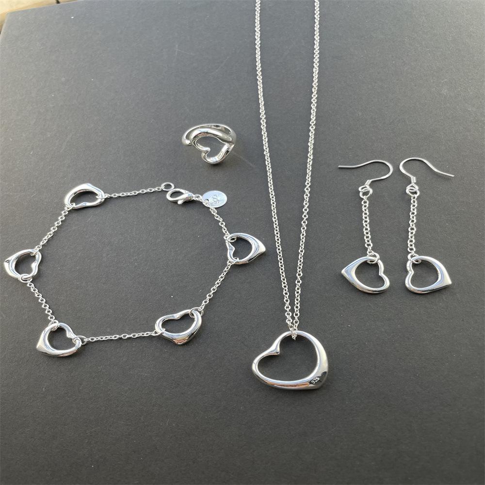 Colier Inimă Cercei Inel Brățară, Set T117