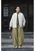 Women's Winter Ramie Quilted Jacket, Retro Stand Collar, Frog Closure