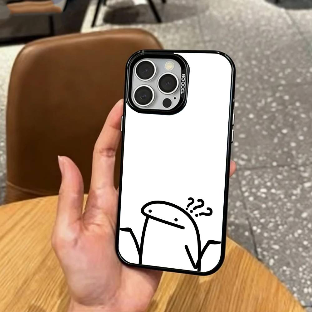 F-Flork M-Meme Phone Case For iPhone17,16,15,14,13,12,11 Plus,Pro Max Colored Silver Plated Inside Cover