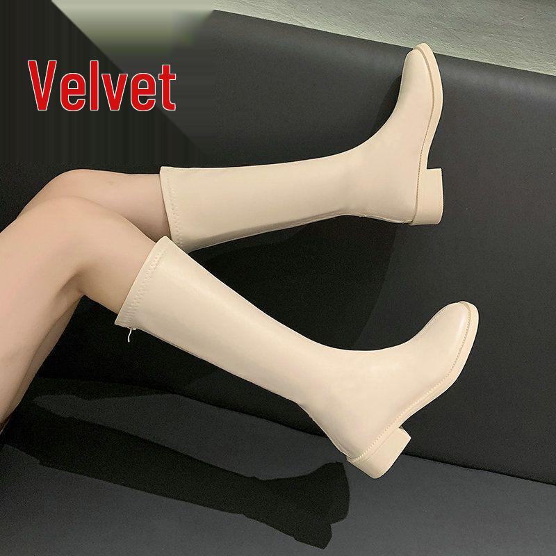 Women's Slim-Fit Over-the-Knee Elastic Boots with Back Zipper