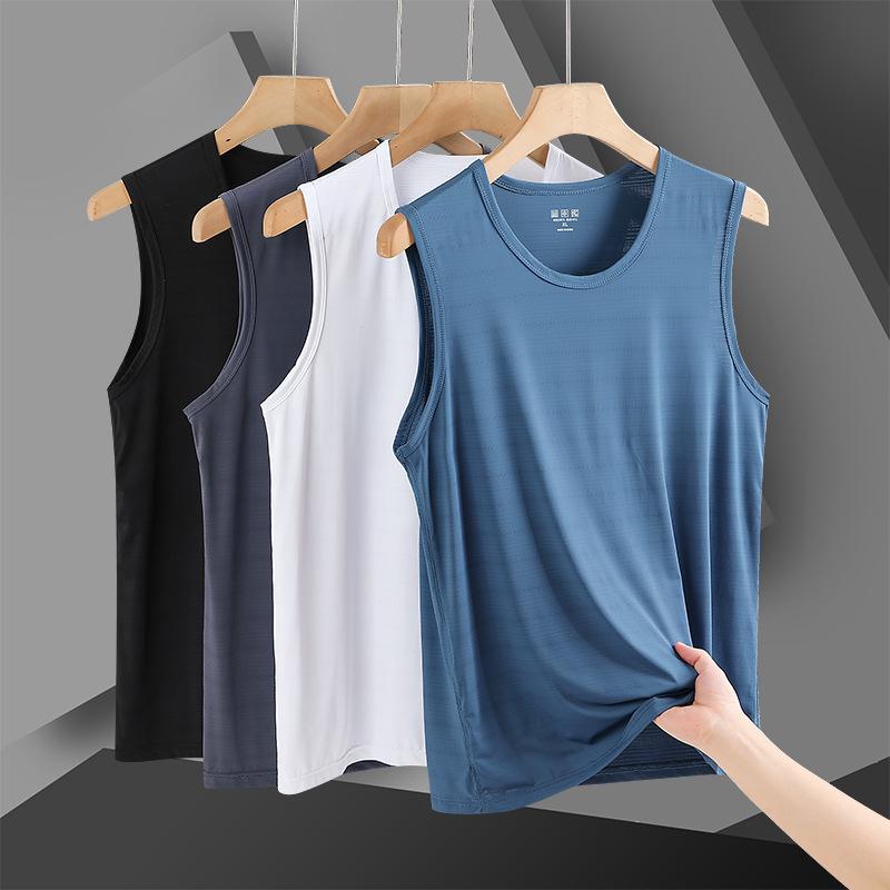 Men's Summer Quick-Dry Ice Silk Vest: Breathable, Elastic Nylon Activewear