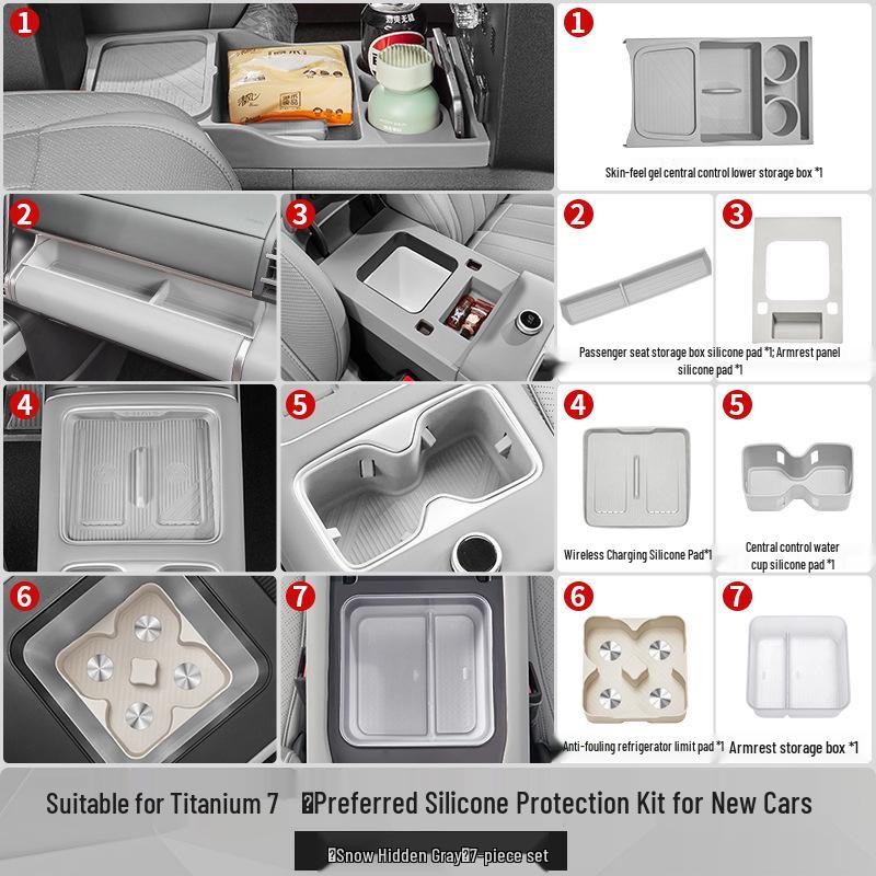 BYD Leopard 7 Silicone Center Console Storage Box with Partition Privacy Cover