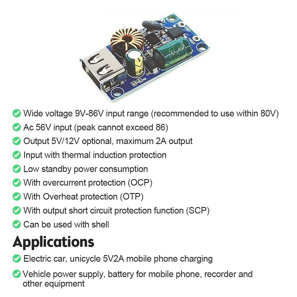 5V 2A USB Charging Board Module DC-DC Step Down Buck Converter for Car Mobile Phone Power Supply Charger