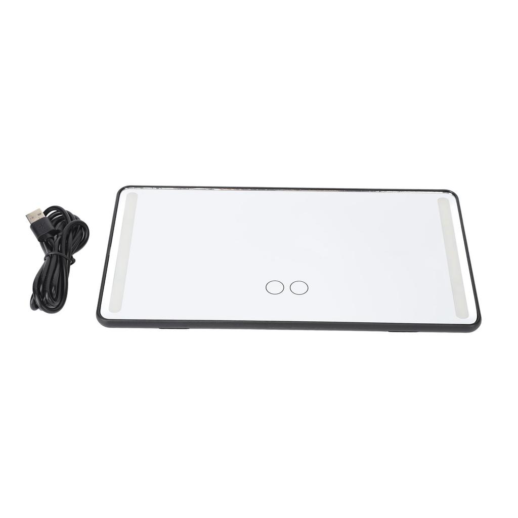 Auto Schminkspiegel Touchscreen Dimmbar Wiederaufladbar 3 Lichter LED Auto Kosmetikspiegel Schwarz