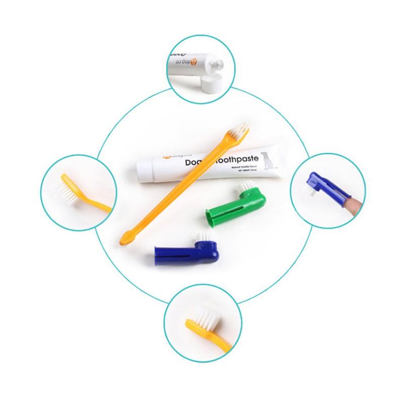 Pet Teeth Cleaning Set For Teddy Dog Brush Bad Breath Tartar Teeth Care Tool Toothpaste Toothbrush Set Pet Supplies