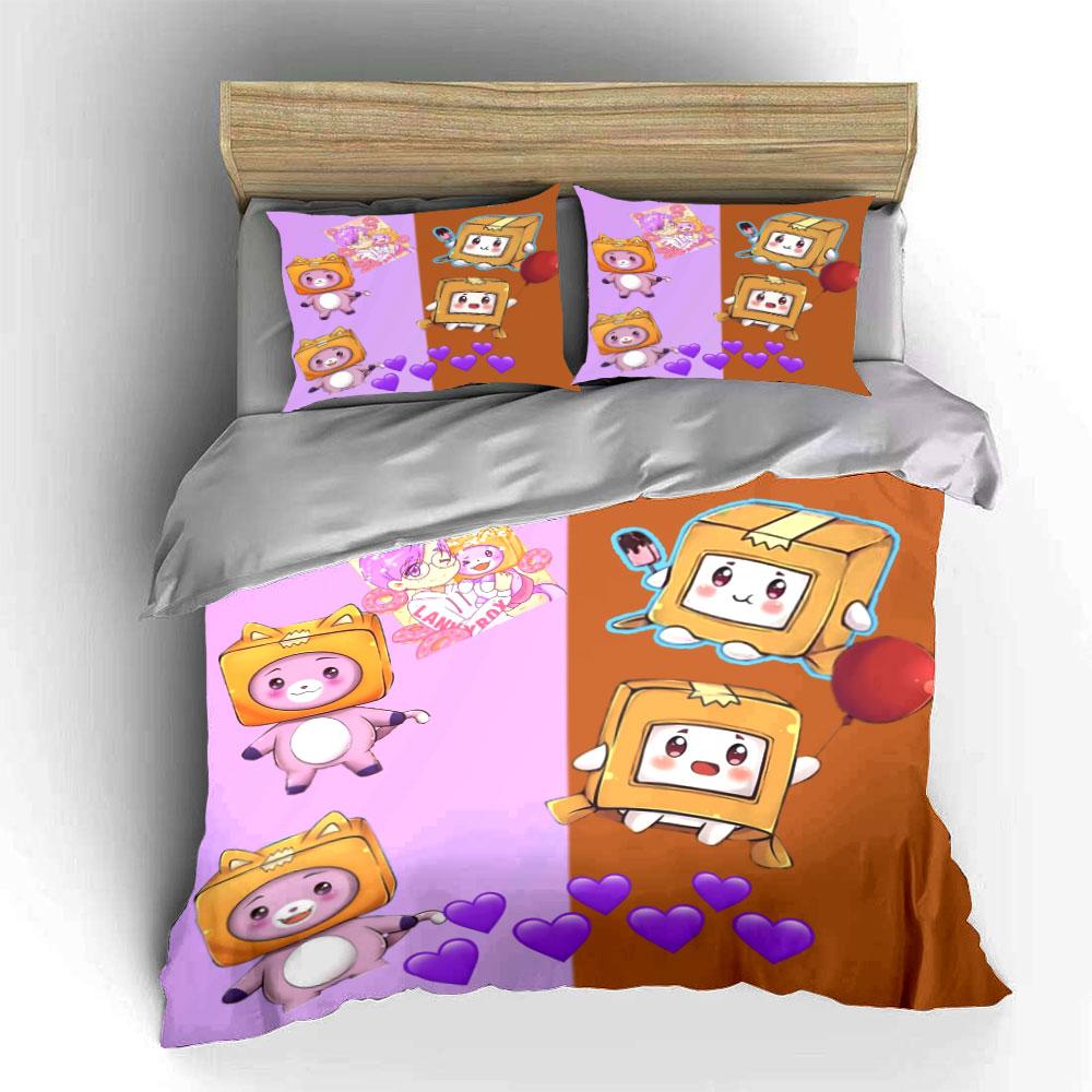Cute Cartoon Plush Box Print Set Bedding Duvet Cover Set Duvet Cover Pillowcases (1 * Duvet Cover 2 * Pillowcases, without duvet insert)